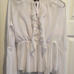 Love Highlight White Bell-Sleeve Blouse